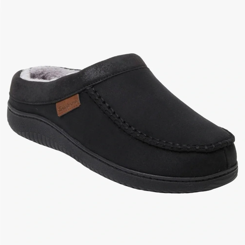 Men's Black Slip-On Slippers - Picture 2 of 12